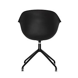 Schalenstuhl Moon, 2er-Set, B 600 x T 575 x H 830 mm, um 360° drehbar, Polypropylen & Stahl lackiert, schwarz