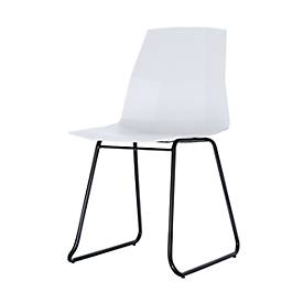 Schalenstuhl Paperflow CUBE, lackierter Stahl, Sitzschale Kunstoff, Sitzhöhe 460 mm, 2er-Set, weiß