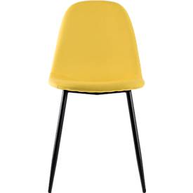 Schalenstuhl Paperflow, gepolstert, 100% Polyester, Stahlgestell, Sitzhöhe 480 mm, 2er-Set, schwarz/Safran