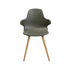 Schalenstuhl Topstar® T 2020, 4-Fuß, desinfektionsmittelbeständig, mit Armlehnen, grau/Buche