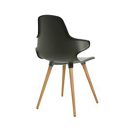 Schalenstuhl Topstar® T 2020, 4-Fuß, desinfektionsmittelbeständig, mit Armlehnen, grau/Buche