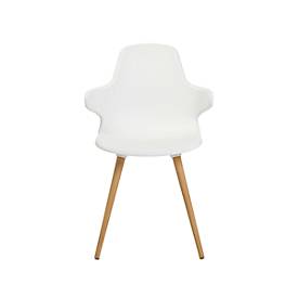 Schalenstuhl Topstar® T 2020, 4-Fuß, desinfektionsmittelbeständig, mit Armlehnen, weiß/Buche