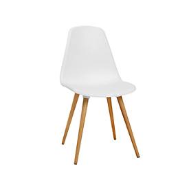 Schalenstuhl Topstar® T 2020, 4-Fuß, desinfektionsmittelbeständig, ohne Armlehnen, weiß/Buche