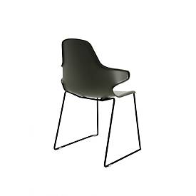 Schalenstuhl Topstar T2020, Kufengestell, ergonomische Sitzschale, stapelbar bis 4 Stück, Sitzhöhe 450 mm, 2er-Set, mit Armlehnen, grau/schwarz