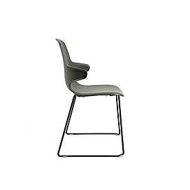 Schalenstuhl Topstar T2020, Kufengestell, ergonomische Sitzschale, stapelbar bis 4 Stück, Sitzhöhe 450 mm, 2er-Set, mit Armlehnen, grau/schwarz