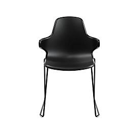 Schalenstuhl Topstar T2020, Kufengestell, ergonomische Sitzschale, stapelbar bis 4 Stück, Sitzhöhe 450 mm, 2er-Set, mit Armlehnen, schwarz/schwarz