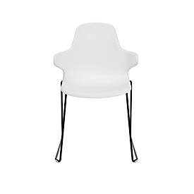 Schalenstuhl Topstar T2020, Kufengestell, ergonomische Sitzschale, stapelbar bis 4 Stück, Sitzhöhe 450 mm, 2er-Set, mit Armlehnen, weiß/schwarz