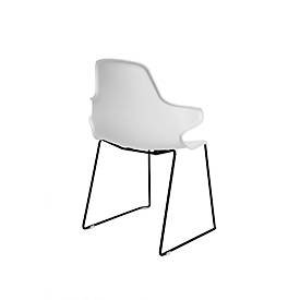 Schalenstuhl Topstar T2020, Kufengestell, ergonomische Sitzschale, stapelbar bis 4 Stück, Sitzhöhe 450 mm, 2er-Set, mit Armlehnen, weiß/schwarz