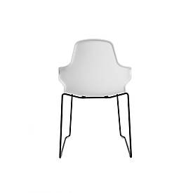 Schalenstuhl Topstar T2020, Kufengestell, ergonomische Sitzschale, stapelbar bis 4 Stück, Sitzhöhe 450 mm, 2er-Set, mit Armlehnen, weiß/schwarz