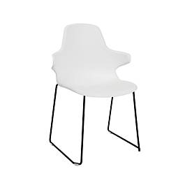 Schalenstuhl Topstar T2020, Kufengestell, ergonomische Sitzschale, stapelbar bis 4 Stück, Sitzhöhe 450 mm, 2er-Set, mit Armlehnen, weiß/schwarz