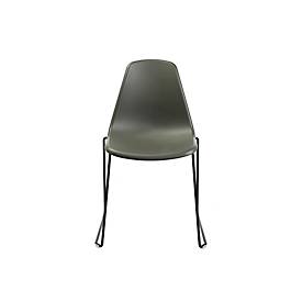 Schalenstuhl Topstar T2020, Kufengestell, ergonomische Sitzschale, stapelbar bis 4 Stück, Sitzhöhe 450 mm, 2er-Set, ohne Armlehnen, grau/schwarz