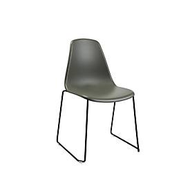 Schalenstuhl Topstar T2020, Kufengestell, ergonomische Sitzschale, stapelbar bis 4 Stück, Sitzhöhe 450 mm, 2er-Set, ohne Armlehnen, grau/schwarz