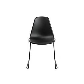 Schalenstuhl Topstar T2020, Kufengestell, ergonomische Sitzschale, stapelbar bis 4 Stück, Sitzhöhe 450 mm, 2er-Set, ohne Armlehnen, schwarz/schwarz