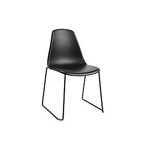 Schalenstuhl Topstar T2020, Kufengestell, ergonomische Sitzschale, stapelbar bis 4 Stück, Sitzhöhe 450 mm, 2er-Set, ohne Armlehnen, schwarz/schwarz