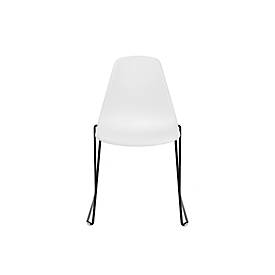 Schalenstuhl Topstar T2020, Kufengestell, ergonomische Sitzschale, stapelbar bis 4 Stück, Sitzhöhe 450 mm, 2er-Set, ohne Armlehnen, weiß/schwarz