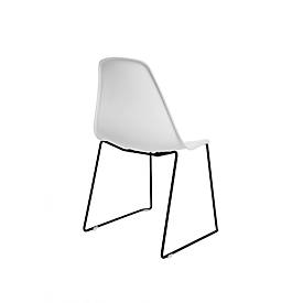Schalenstuhl Topstar T2020, Kufengestell, ergonomische Sitzschale, stapelbar bis 4 Stück, Sitzhöhe 450 mm, 2er-Set, ohne Armlehnen, weiß/schwarz