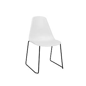 Schalenstuhl Topstar T2020, Kufengestell, ergonomische Sitzschale, stapelbar bis 4 Stück, Sitzhöhe 450 mm, 2er-Set, ohne Armlehnen, weiß/schwarz