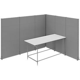 Schallschutz Stellwand System Otto Kind Meeting Point, 6 x 1-seitige Akustikwände & 1 Tisch mit B 2500 mm, Gesamtmaße B 3630 x T 3130 x H 2500 mm