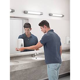 Schaumseifenspender Rubbermaid, Volumen 800 ml, manuell, antimikrobielle Drucktaste, Sichtfenster, lebenslange Garantie, Kunststoff, weiß/grau