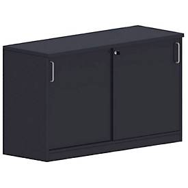 Schiebetüren-Ansatzschrank BEXXSTAR, 1,5 Ordnerhöhen, B 1200 x T 445 x H 740 mm, schwarz