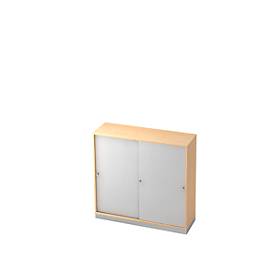 Schiebetürenschrank, 3 OH, B 1200 x T 400 mm, Ahorn-Dekor/silber