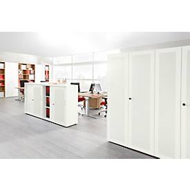 Schiebetürenschrank, Akustikfront, B 1200 mm, 3 OH, weiß