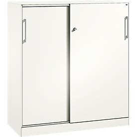 Schiebetürenschrank ASISTO C 3000, 3 Ordnerhöhen, mit Abdeckplatte, Breite 1200 mm, weiß/weiß