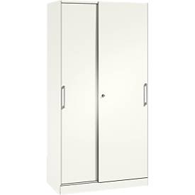Schiebetürenschrank ASISTO C 3000, 5 Ordnerhöhen, abschließbar, Breite 1000 mm, weiß/weiß