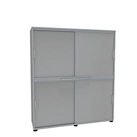 Schiebetürenschrank, B 1350 mm, 4 OH, lichtgrau