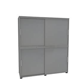 Schiebetürenschrank, B 1350 mm, 4 OH, silber