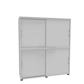 Schiebetürenschrank, B 1350 mm, 4 OH, weiß
