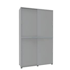 Schiebetürenschrank, B 1350 mm, 6 OH, lichtgrau