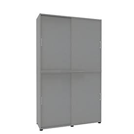 Schiebetürenschrank, B 1350 mm, 6 OH, silber