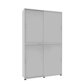 Schiebetürenschrank, B 1350 mm, 6 OH, weiß