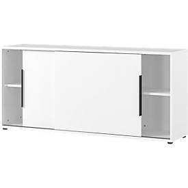 Schiebetürenschrank Porto, 2 Türen, Mittelseite und 4 Einlegeböden, 1 OH, B 1600 x T 400 x H 740 mm, weiß
