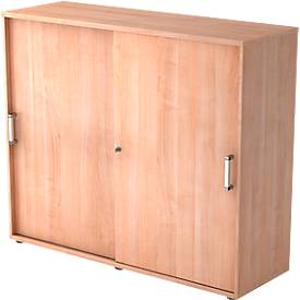 Schiebetürenschrank TARVIS, 3 Ordnerhöhen, B 1200 x T 400 x H 1100 mm, abschließ- & stapelbar, Nussbaum-Dekor