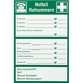 Schild 'Notfall-Rufnummern'