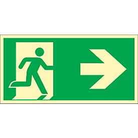 Schild Rettungsweg, rechtsweisend, HLK