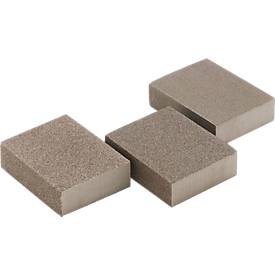 Schleifschwamm-Set, L 100 x B 70 x H 25 mm, 3 Stück, je 1 x hart, mittelhart bzw. sanft, grau