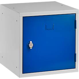 Schließfach Würfel, Türanschlag rechts, Drehriegelverschluss, erweiterbar, Stahl, Tür enzianblau RAL 5010