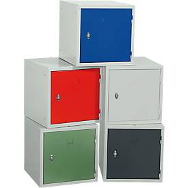 Schließfach Würfel, Türanschlag rechts, Drehriegelverschluss, erweiterbar, Stahl, Tür lichtblau RAL 5012
