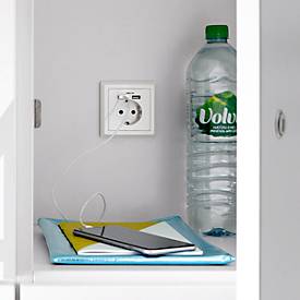 Schließfachschrank, B 1250 x T 430 x H 1548 mm, 12 abschließbare Fächer mit Zahlen, weiß/basaltgrau