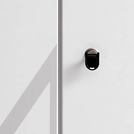 Schließfachschrank, B 1250 x T 430 x H 1548 mm, 12 abschließbare Fächer mit Zahlen, weiß/basaltgrau