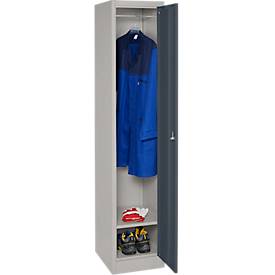 Schließfachschrank, Stahl, Zylinderschloss, mit Etikettenhalter, 1 Fach, hellsilber/anthrazit RAL 7016