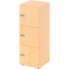 Schließfachschrank Topas Line, 3 Ordnerhöhen, 3 Fächer, Zahlenschloss, B 400 x T 420 x H 1100 mm, Ahorn/Ahorn