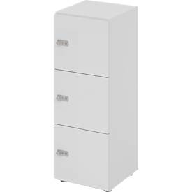 Schließfachschrank Topas Line, 3 Ordnerhöhen, 3 Fächer, Zahlenschloss, B 400 x T 420 x H 1100 mm, grau/grau