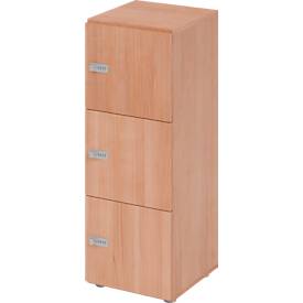 Schließfachschrank Topas Line, 3 Ordnerhöhen, 3 Fächer, Zahlenschloss, B 400 x T 420 x H 1100 mm, Nussbaum/Nussbaum