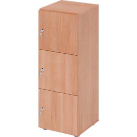 Schließfachschrank Topas Line, 3 Ordnerhöhen, 3 Fächer, Zylinderschloss, B 400 x T 420 x H 1100 mm, Nussbaum/Nussbaum