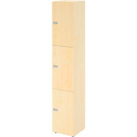 Schließfachschrank Topas Line, 6 Ordnerhöhen, 3 Fächer, Zahlenschloss, B 400 x T 420 x H 2156 mm, Ahorn/Ahorn