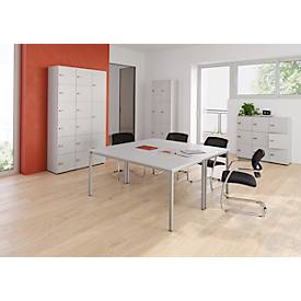 Schließfachschrank Topas Line, 6 Ordnerhöhen, 3 Fächer, Zahlenschloss, B 400 x T 420 x H 2156 mm, grau/grau